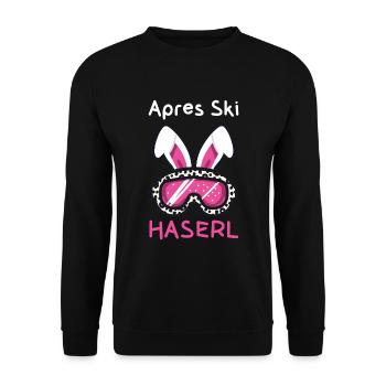 Apres Ski Haserl, Party für Ski Hasen - Unisex Pullover - Schwarz - Vorne - Alina (178cm) & Michal (187cm)