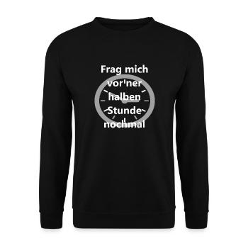 me demander il y a une demi-heure à nouveau blanc - Sweat-shirt Unisexe - noir - Devant - Alina (178cm) & Michal (187cm)