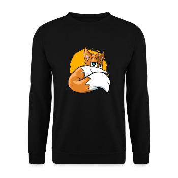 Niedlicher Cartoon Fuchs - Unisex Pullover - Schwarz - Vorne - Alina (178cm) & Michal (187cm)