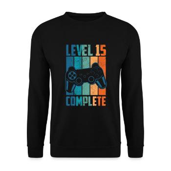 15e anniversaire niveau de jeu de joueur disant cadeau - Sweat-shirt Unisexe - noir - Devant - Alina (178cm) & Michal (187cm)