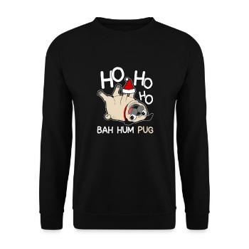 Lustiges Mops-Weihnachtst-shirt - Unisex Pullover - Schwarz - Vorne - Alina (178cm) & Michal (187cm)