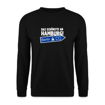BERLIN DAS SCHÖNSTE AN HAMBURG - Unisex Pullover - Schwarz - Vorne - Alina (178cm) & Michal (187cm)