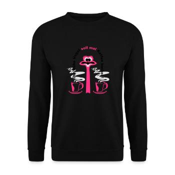 Der frühe Vogel soll mal Kaffee kochen - Unisex Pullover - Schwarz - Vorne - Alina (178cm) & Michal (187cm)