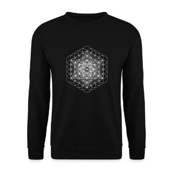 metatrons cube white - Unisex Sweatshirt - black - Front - Alina (178cm) & Michal (187cm)