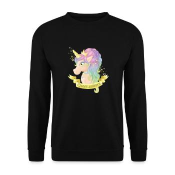 Queen pastel unicorn - Sweat-shirt Unisexe - noir - Devant - Alina (178cm) & Michal (187cm)