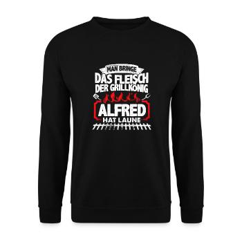 ALFRED - Grill - Unisex Pullover - Schwarz - Vorne - Alina (178cm) & Michal (187cm)