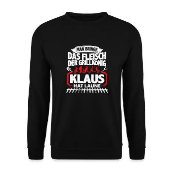 KLAUS - Grill - Unisex Pullover - Schwarz - Vorne - Alina (178cm) & Michal (187cm)