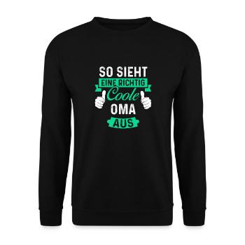 Coole Oma Großmutter Omi Großmama Geschenk - Unisex Pullover - Schwarz - Vorne - Alina (178cm) & Michal (187cm)
