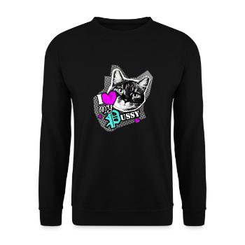 I love my PUSSY- I love my cat - Unisex Sweatshirt - black - Front - Alina (178cm) & Michal (187cm)