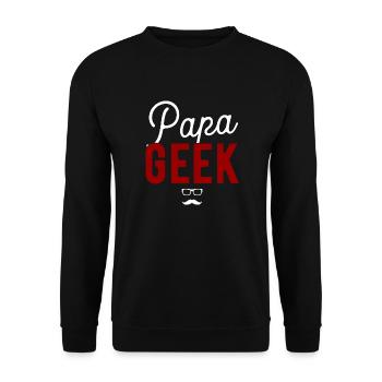 Papa geek cadeau - Sweat-shirt Unisexe - noir - Devant - Alina (178cm) & Michal (187cm)