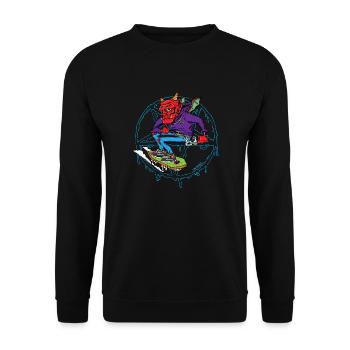 Skate or ... burn in Hell! - Unisex Sweatshirt - black - Front - Alina (178cm) & Michal (187cm)