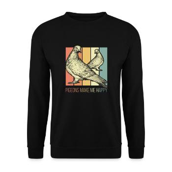 Tauben machen mich glücklich - Unisex Pullover - Schwarz - Vorne - Alina (178cm) & Michal (187cm)