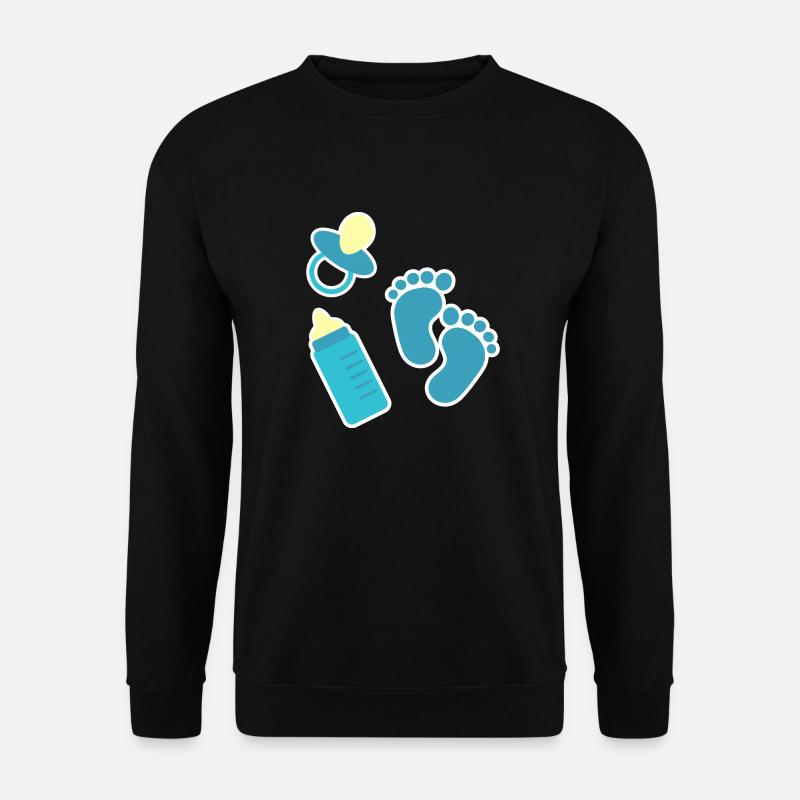 Baby Symbole Schnuller Füsse Fläschchen blau Comic - Unisex Pullover - Schwarz