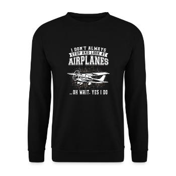 Regarde les avions - Sweat-shirt Unisexe - noir - Devant - Alina (178cm) & Michal (187cm)