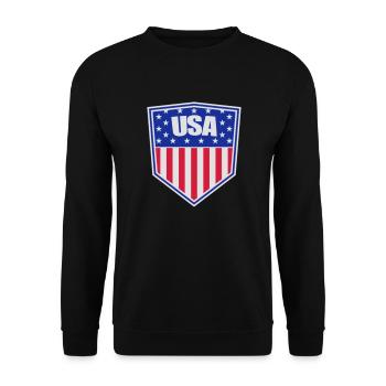 text letters shield emblem emblem usa united state - Unisex Sweatshirt - black - Front - Alina (178cm) & Michal (187cm)