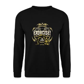 Funny Gym T Shirt Exorcise! für Horror Film Fans - Unisex Pullover - Schwarz - Vorne - Alina (178cm) & Michal (187cm)