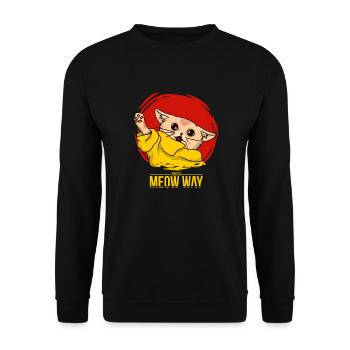 this is meow way - Unisex Sweatshirt - black - Front - Alina (178cm) & Michal (187cm)