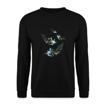 rainbow feathers - Unisex Sweatshirt - black - Front - Alina (178cm) & Michal (187cm)