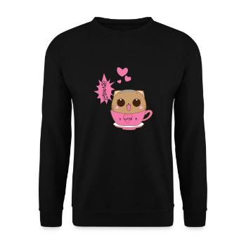 Cat Cute - Unisex Sweatshirt - black - Front - Alina (178cm) & Michal (187cm)