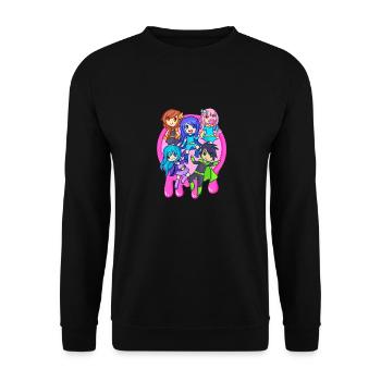 Superheld Pink Slime Krew - Unisex Pullover - Schwarz - Vorne - Alina (178cm) & Michal (187cm)
