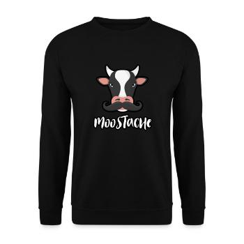 Moostache Cow - Kuh mit Schnurrbart - Unisex Pullover - Schwarz - Vorne - Alina (178cm) & Michal (187cm)