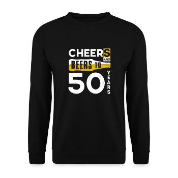 Cheers And Beer To 50 Years Shirt Funny Drinking - Unisex Sweatshirt - black - Front - Alina (178cm) & Michal (187cm)