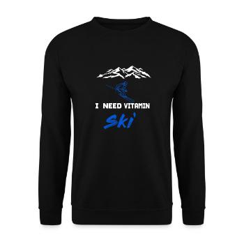 Need Vitamin Ski winter sports skiing design Gift - Unisex Sweatshirt - black - Front - Alina (178cm) & Michal (187cm)