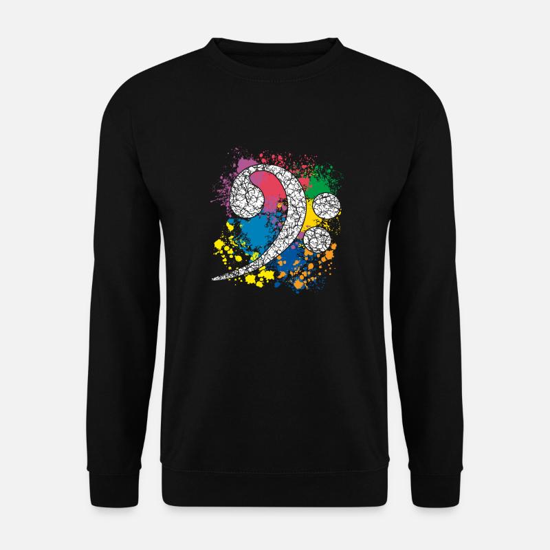 Bassschlüssel auf Farbklecksen - Unisex Pullover - Schwarz
