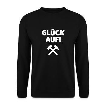 Glück auf - Ruhrpott - Bergbau - Bergwerk - Pott - Unisex Pullover - Schwarz - Vorne - Alina (178cm) & Michal (187cm)