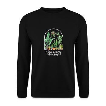 In love with my indoor jungle plants flowers - Unisex Sweatshirt - black - Front - Alina (178cm) & Michal (187cm)