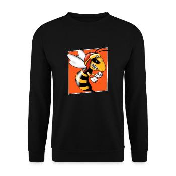 Hornet halftone Biene Wespe Pop Art Comic Style - Unisex Pullover - Schwarz - Vorne - Alina (178cm) & Michal (187cm)