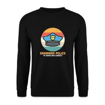 Grammatikpolizei, um zu dienen und zu korrigieren - Unisex Pullover - Schwarz - Vorne - Alina (178cm) & Michal (187cm)