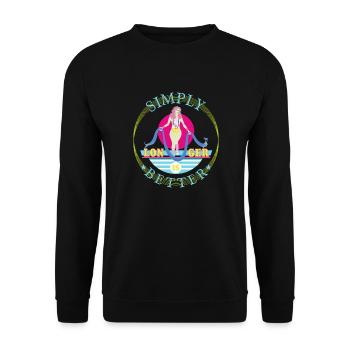 Einfach länger ist besser. - Unisex Pullover - Schwarz - Vorne - Alina (178cm) & Michal (187cm)