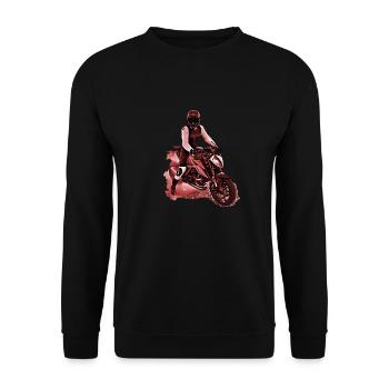 Motorradfahrer Nakedbike braun - Unisex Pullover - Schwarz - Vorne - Alina (178cm) & Michal (187cm)