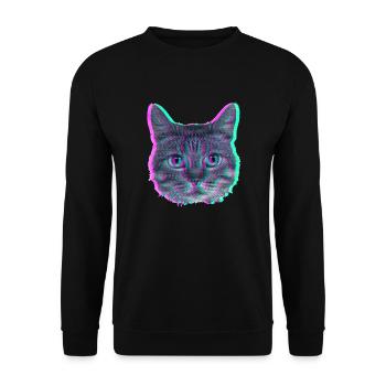 Katzenkopf - Retro - Unisex Pullover - Schwarz - Vorne - Alina (178cm) & Michal (187cm)