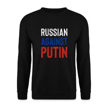 Russe contre Poutine drapeau russe grunge - Sweat-shirt Unisexe - noir - Devant - Alina (178cm) & Michal (187cm)