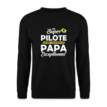 super pilote - papa exceptionnel - Sweat-shirt Unisexe - noir - Devant - Alina (178cm) & Michal (187cm)