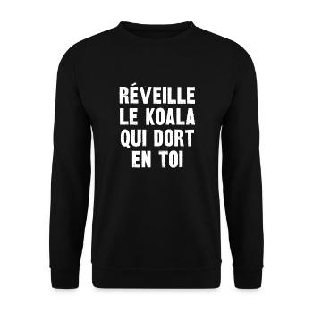 réveille le koala qui dort en toi - Sweat-shirt Unisexe - noir - Devant - Alina (178cm) & Michal (187cm)