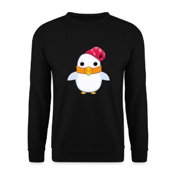 Penguin Cartoon Cute Pengu Animal Funny Comic 3 - Unisex Sweatshirt - black - Front - Alina (178cm) & Michal (187cm)
