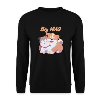 2 Shiba Süßer Hund Entzückender Kawaii Animiertes Japan - Unisex Pullover - Schwarz - Vorne - Alina (178cm) & Michal (187cm)