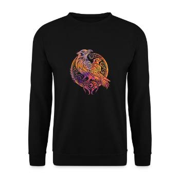 Odin’s Raven Hugin Munin Tribal Tattoo Vikings - Sweat-shirt Unisexe - noir - Devant - Alina (178cm) & Michal (187cm)