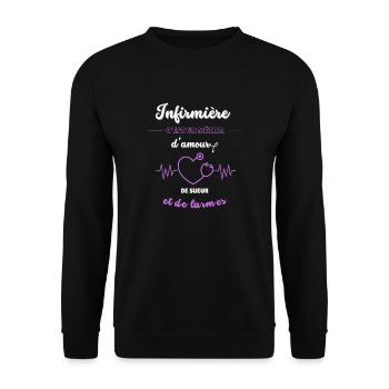 Infirmière c'est un métier d'amour - Sweat-shirt Unisexe - noir - Devant - Alina (178cm) & Michal (187cm)