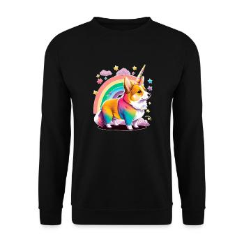 Licorne Corgi - Sweat-shirt Unisexe - noir - Devant - Alina (178cm) & Michal (187cm)