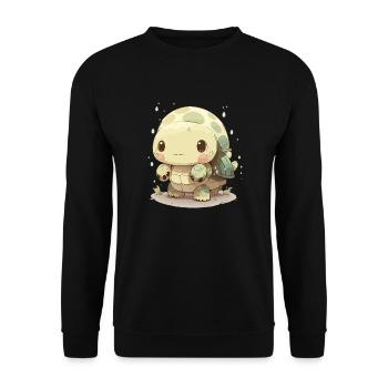 Mouka la petite tortue - Sweat-shirt Unisexe - noir - Devant - Alina (178cm) & Michal (187cm)