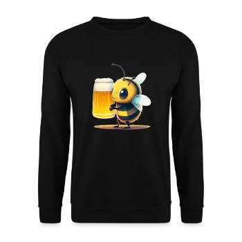 Funny and cute bee with beer - Unisex Sweatshirt - black - Front - Alina (178cm) & Michal (187cm)