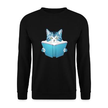 Books Cat Cat Reading Kitten Book Domestic Cat - Unisex Sweatshirt - black - Front - Alina (178cm) & Michal (187cm)
