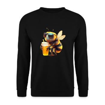 Cool bee with beer and sunglasses - Unisex Sweatshirt - black - Front - Alina (178cm) & Michal (187cm)
