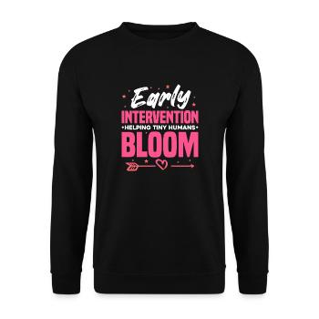 Une intervention précoce permet aux petits humains de s’épanouir - - Sweat-shirt Unisexe - noir - Devant - Alina (178cm) & Michal (187cm)
