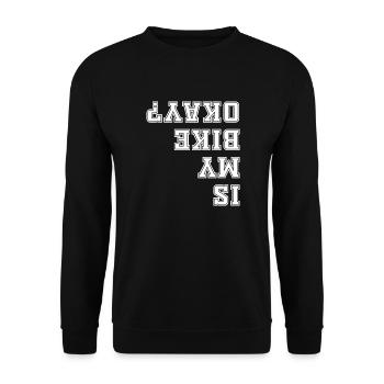 is my bike okay - verkehrt geschrieben - Unisex Pullover - Schwarz - Vorne - Alina (178cm) & Michal (187cm)