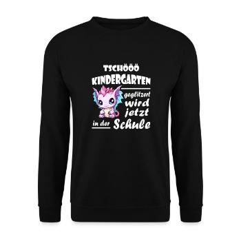 Einschulung Schulkind Drache - Unisex Pullover - Schwarz - Vorne - Alina (178cm) & Michal (187cm)